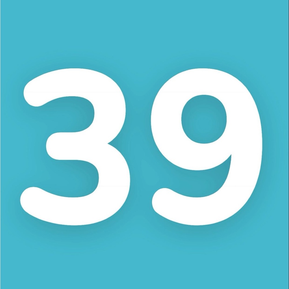 Blue and White Number 39 Sign